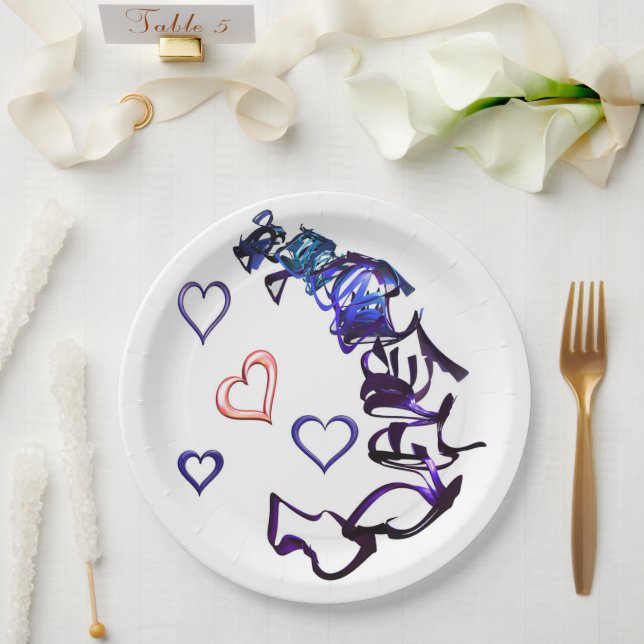 Prato De Papel Desencadear as placas de papel do meu coração (Casamento)