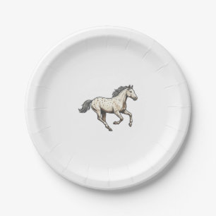Prato De Papel Desenho de Cavalo Appaloosa Correndo Gravado Antig