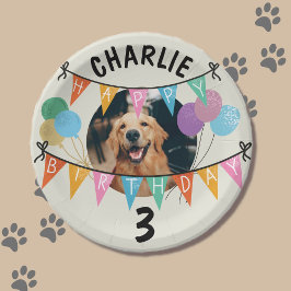 Prato De Papel Desenho de filhotes de aniversário de cães