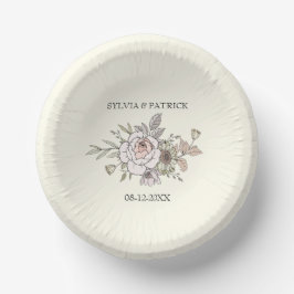 Prato De Papel Desenho de flores marfim casamento romântico