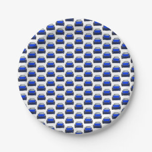 Prato De Papel Desenho do veículo elétrico azul SUV