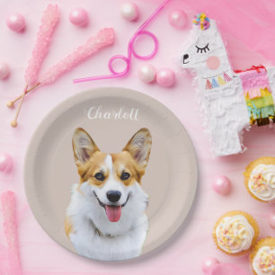 Prato De Papel Desenho Personalizado do Cão Galês Corgi