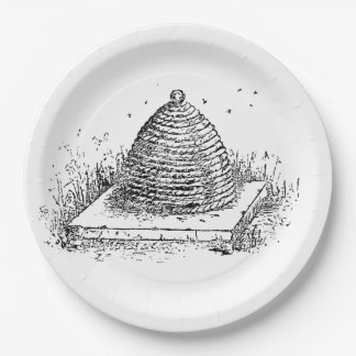 Prato De Papel Desenho preto e branco do vintage da colmeia