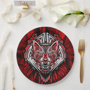 Prato De Papel Desenho Totêmico Tribal Haida de Lobo
