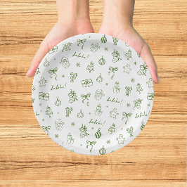 Prato De Papel Desenho Verde Caprichoso à Mão