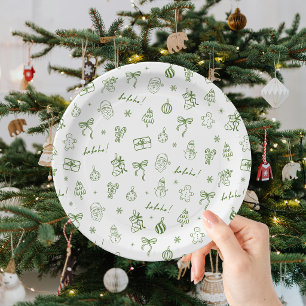 Prato De Papel Desenho Verde Caprichoso à Mão