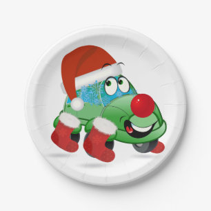 Prato De Papel Desenhos animados bonitos do carro do Natal