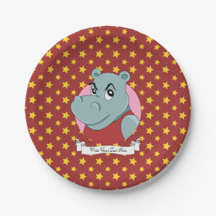 Prato De Papel Desenhos animados bonitos do hippopotamus