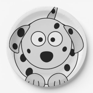 Prato De Papel desenhos animados redondos pretos dalmatian