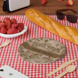 Prato De Papel Desert Camouflage Pebbles, o teu nome Personaliza