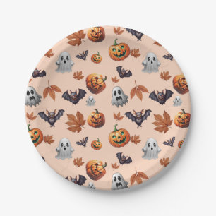 Prato De Papel Design Assustador Fofo de Halloween