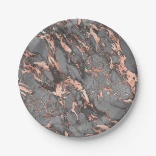 Prato De Papel design Cinza de mármore de ouro rosa