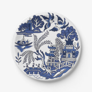 Prato De Papel Design Classic Blue Willow China