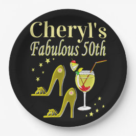 Prato De Papel Design DE ANIVERSÁRIO GORGO DOURADO 50º ANIVERSÁRI