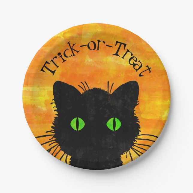 Prato De Papel Design de Aquarela de Peeeeeeke Black Halloween (Frente)