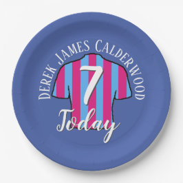Prato De Papel Design de Camisa de Futebol de Aniversário Infanti
