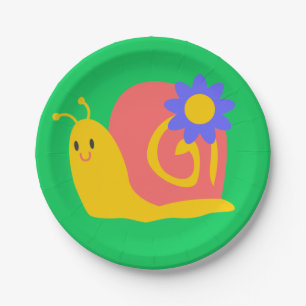 Prato De Papel design de caracol para crianças de cor doce