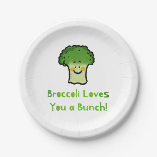 Prato De Papel Design de Cartoons de Broccoli Bonito