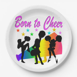 PRATO DE PAPEL DESIGN DE CHEERLEADING RAINBOW MEGAPHONE