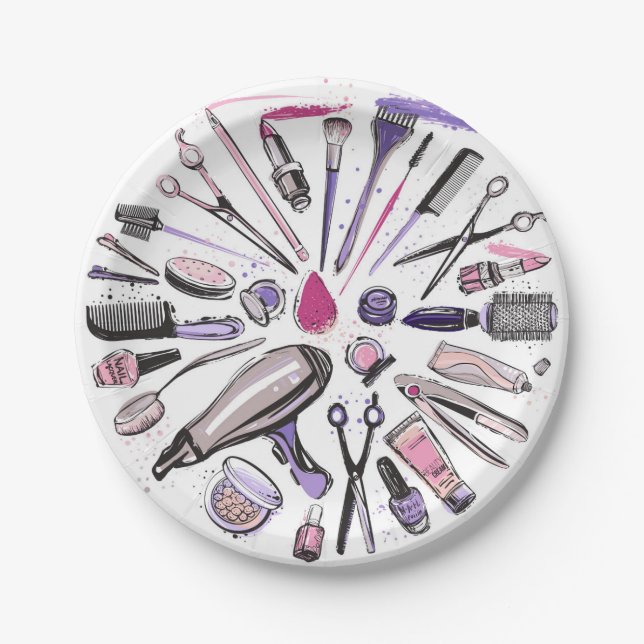 Prato De Papel Design de Círculo de Makeup (Frente)