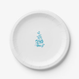 Prato De Papel Design de decoração de turquesa média, azul escura