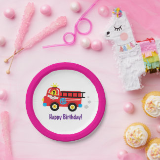 Prato De Papel Design de Emergência do Bombeiro Fogo Vermelho