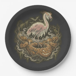 Prato De Papel Design de Flamingo Assustador Vintage para Hallowe
