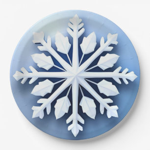 Prato De Papel Design de floco de neve 3D elegante