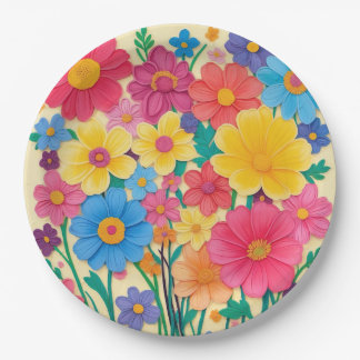 Prato De Papel Design de Floral Brilhante para Eventos Especiais 