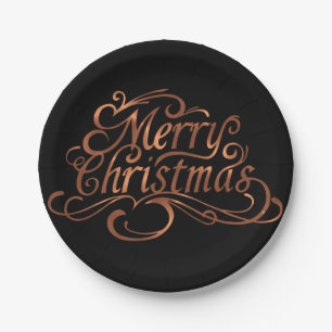 Prato De Papel Design de guião de Natal Feliz