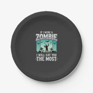 Prato De Papel Design de Halloween Eu vou comer você Zumbi_1