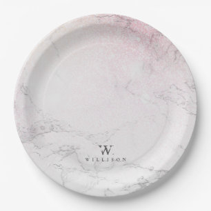 Prato De Papel Design de mármore personalizado com brilho