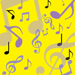 Prato De Papel Design de Notas de Música Amarelo-Cuja