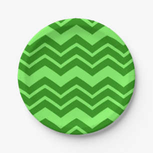 Prato De Papel Design de Padrão de Zig Zag Chevron Verde