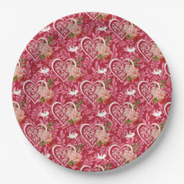 Prato De Papel design de padrão do feliz dia de os namorados
