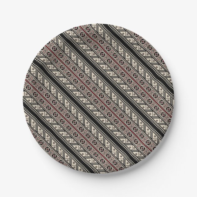 Prato De Papel Design de padrões decorativo ukrainiano (Frente)