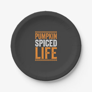 Prato De Papel Design de Tipografia de Halloween Pumpkin Spiced L