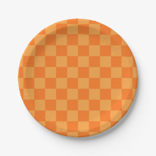 Prato De Papel Design do Verificador Laranja Claro e Escuro