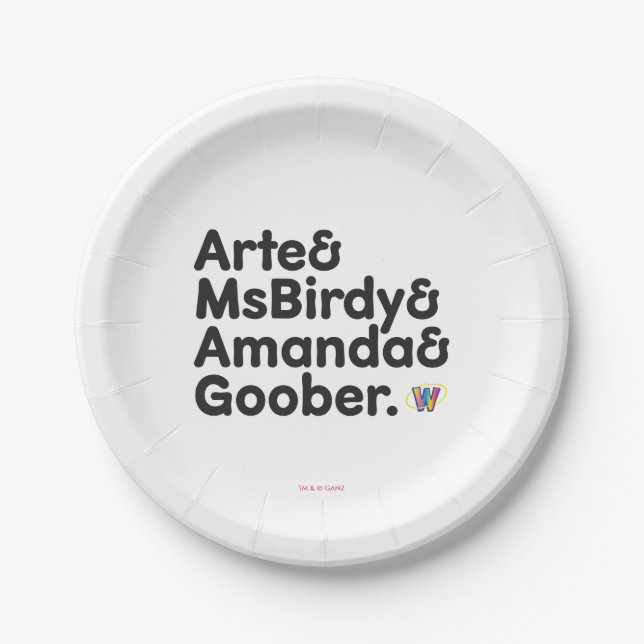 Prato De Papel Design dos nomes de Webkinz (Frente)