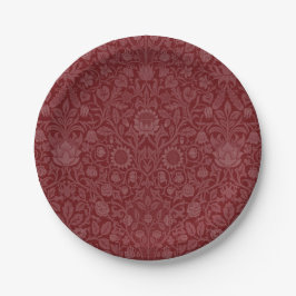 Prato De Papel Design floral estilo oriental em vermelho escuro
