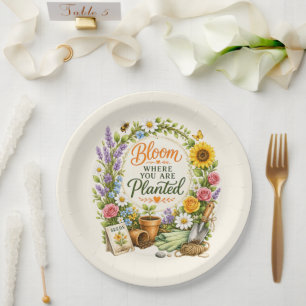 Prato De Papel Design Inspirador de Jardinagem Floral em Aquarela