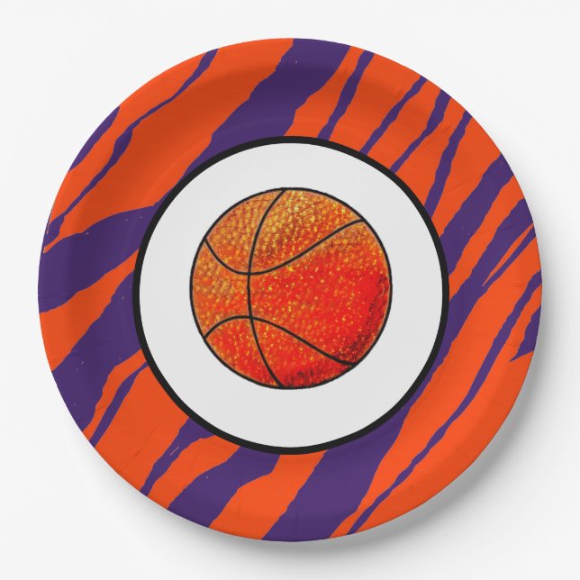 Prato De Papel Design Listras de Tigre MVB - Basquetebol (Frente)