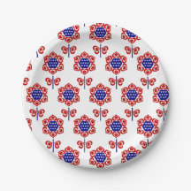 Design Patriótico da Flor Azul Branco Vermelho