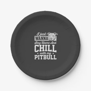Prato De Papel Design Pitbull Fique em Casa e Relaxe