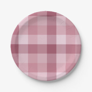 Prato De Papel Design Xadrez Gingham Rosa