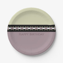Prato De Papel Designer Acentuado Floral Roxo Esmaecido Rodado