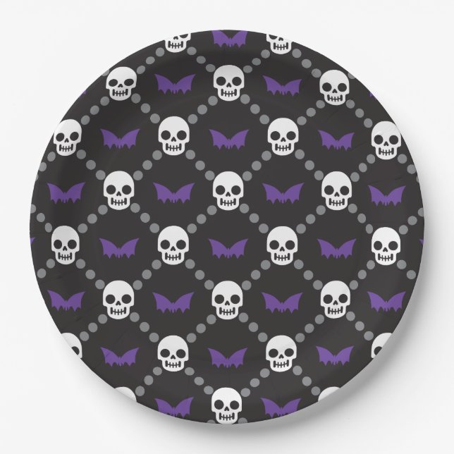 Prato De Papel Designer Halloween, Gucci Skulls (Frente)