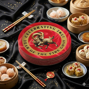 Prato De Papel Deslumbrante Ano Novo Chinês do Bode de Fogo Doura