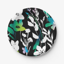 Prato De Papel Destaque de Cor Preto e Branco Único e Floral e Br