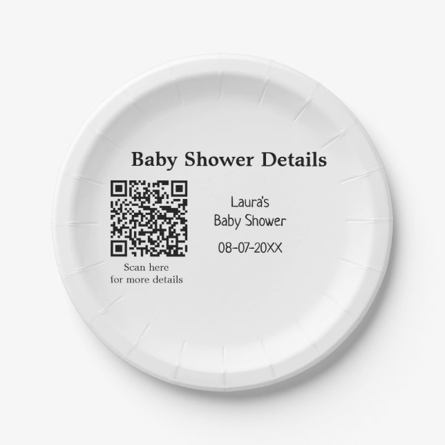 Prato De Papel DETALHES DO chá de fraldas CÓDIGO DE VERIFICAÇÃO Q (Frente)